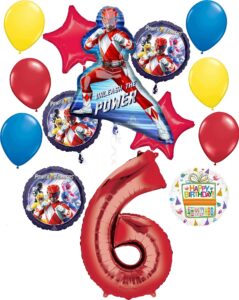 power rangers party supplies 6th birthday unleash the power balloon bouquet decorations red number 6