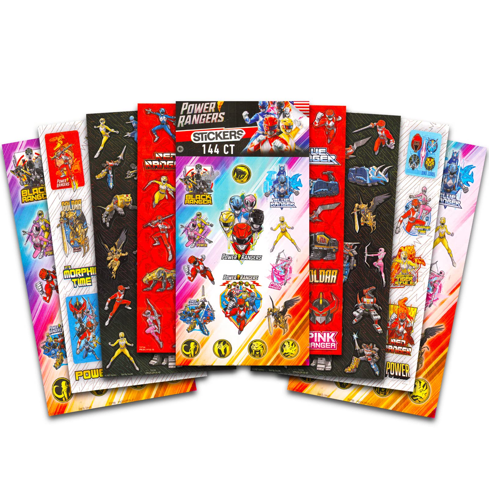 Power Rangers Backpack with Lunch Box for Boys, Girls ~ 4 Pc Bundle with Power Rangers School Bag, Lunch Bag, Stickers, More