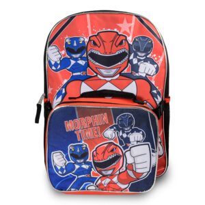 Power Rangers Backpack with Lunch Box for Boys, Girls ~ 4 Pc Bundle with Power Rangers School Bag, Lunch Bag, Stickers, More