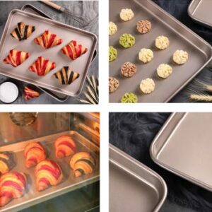 Walooza 11 Inch Baking Sheets Pan Nonstick Set of 2, Cookie Sheet Replacement Toaster Oven Tray，Deep Size 1 inch Bakeware, Non Toxic & Heavy Duty & Easy Clean