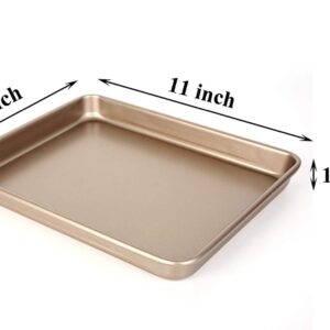 Walooza 11 Inch Baking Sheets Pan Nonstick Set of 2, Cookie Sheet Replacement Toaster Oven Tray，Deep Size 1 inch Bakeware, Non Toxic & Heavy Duty & Easy Clean