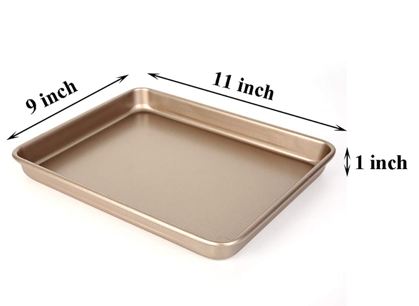 Walooza 11 Inch Baking Sheets Pan Nonstick Set of 2, Cookie Sheet Replacement Toaster Oven Tray，Deep Size 1 inch Bakeware, Non Toxic & Heavy Duty & Easy Clean