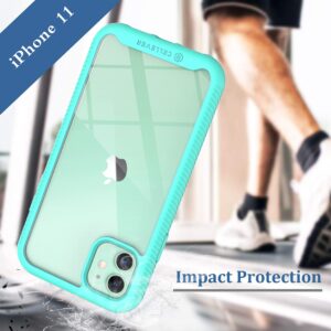 CellEver Clear Full Body Case for iPhone 11, Heavy Duty Protection with Anti-Slip TPU Bumper and [2 Tempered 9H Glass Screen Protectors] Shockproof Transparent Phone Cover 6.1 Inch (Mint)