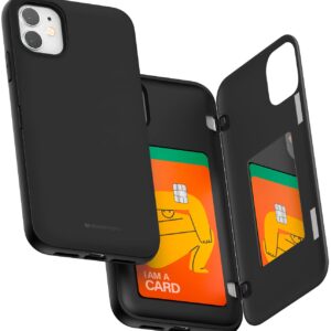 GOOSPERY iPhone 11 Wallet Case with Card Holder, Protective Dual Layer Bumper Phone Case - Black