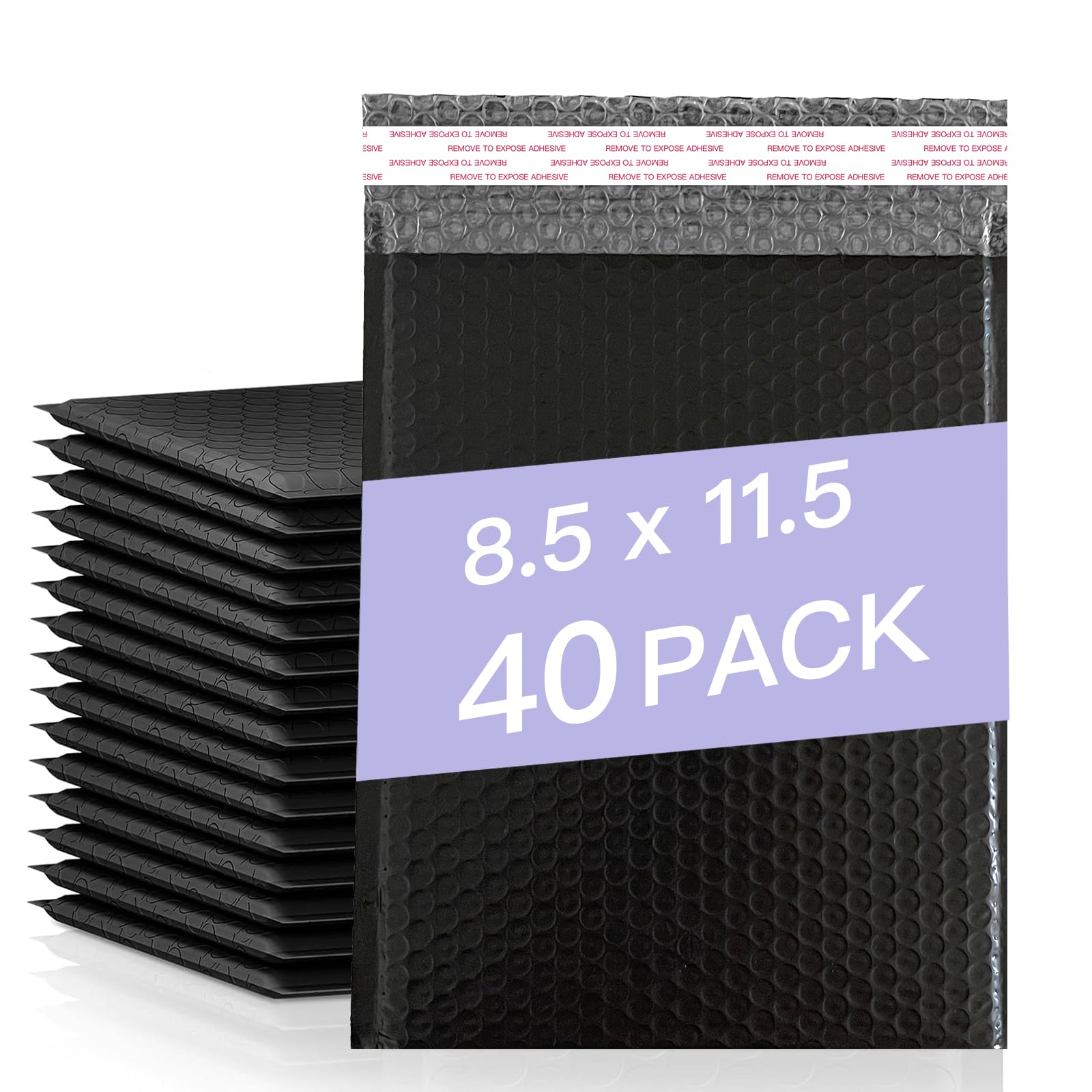 Fib-utopia Black #2 Poly Bubble Mailers 8.5 X 11 40 Pack, Strong Adhesion Self Sealing Padded Shipping Mailing Envelopes Bulk