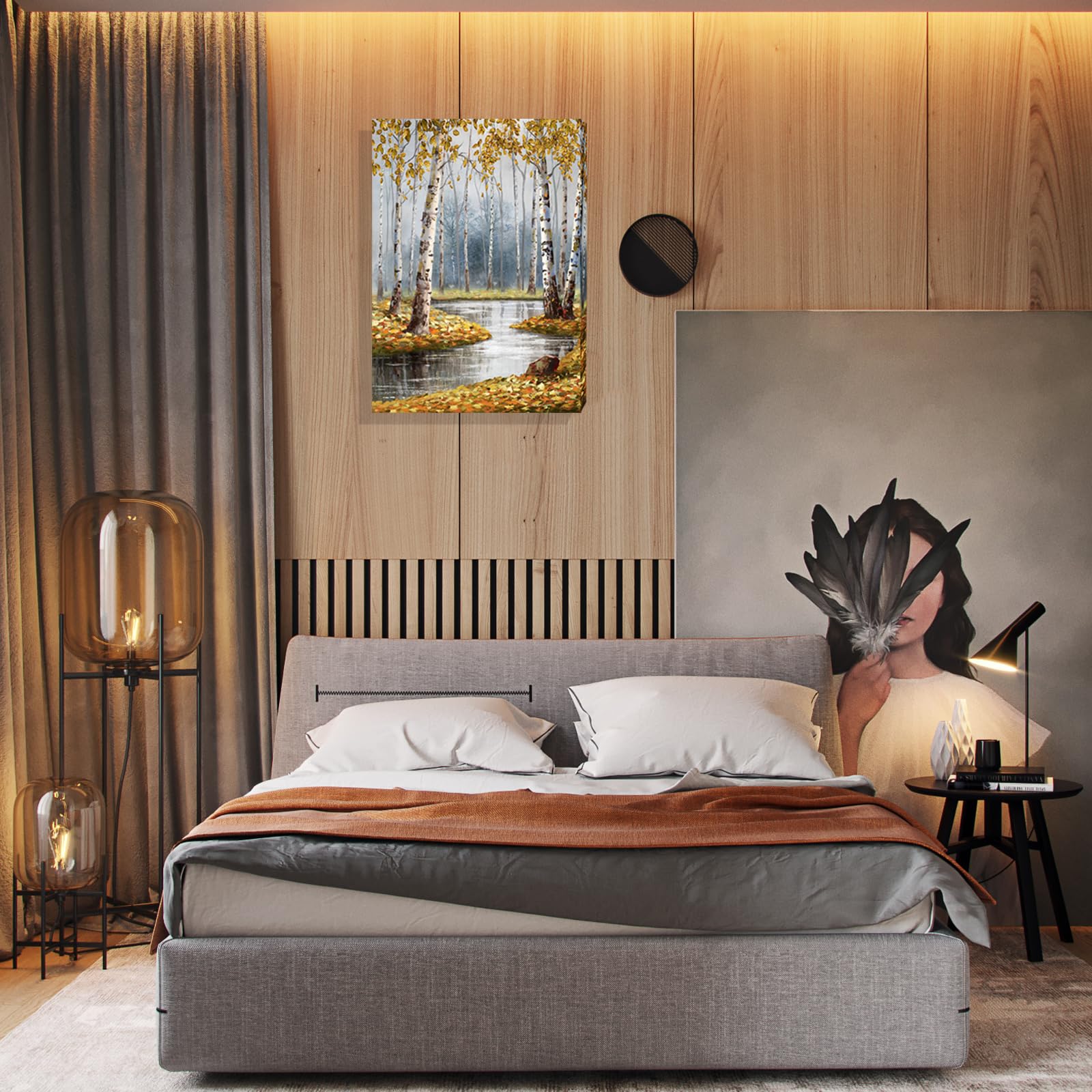 HKDGOKA Wall Art for Bedroom - Rustic Forest Landscape Pictures Canvas Wall Decor - Beautiful Piece Paintings Ready to Hang for Bathroom Living Room Kitchen Home Decor 11x15 Inch