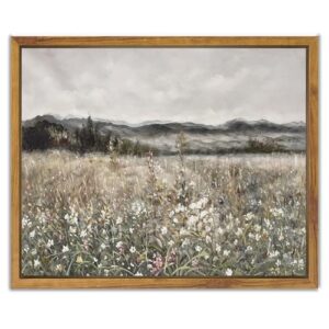 shenify vintage landscape framed canvas wall art prairie in full bloom classic oil painting modern farmhouse kitchen office decor - 8x10in natural framed