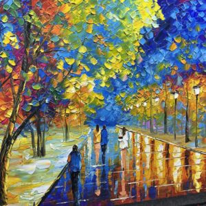 Tyed Art- 24X48 Inch Oil Paintings on Canvas Art 100% Hand-Painted Contemporary Artwork Abstract Artwork Night Rainy Street Wall Art livingroom Bedroom Dinning Room Decorative Pictures Home Decor