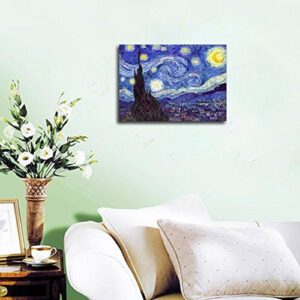 Wieco Art Starry Night Canvas Print of Van Gogh Oil Paintings Reproduction Modern Canvas Print Artwork Abstract Landscape Pictures Printed on Canvas Wall Art for Home Office Decorations