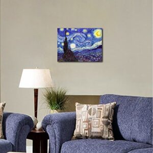 Wieco Art Starry Night Canvas Print of Van Gogh Oil Paintings Reproduction Modern Canvas Print Artwork Abstract Landscape Pictures Printed on Canvas Wall Art for Home Office Decorations