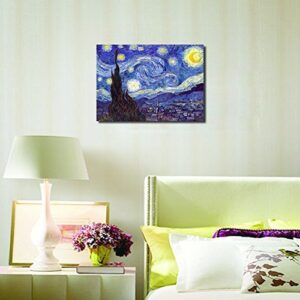 Wieco Art Starry Night Canvas Print of Van Gogh Oil Paintings Reproduction Modern Canvas Print Artwork Abstract Landscape Pictures Printed on Canvas Wall Art for Home Office Decorations