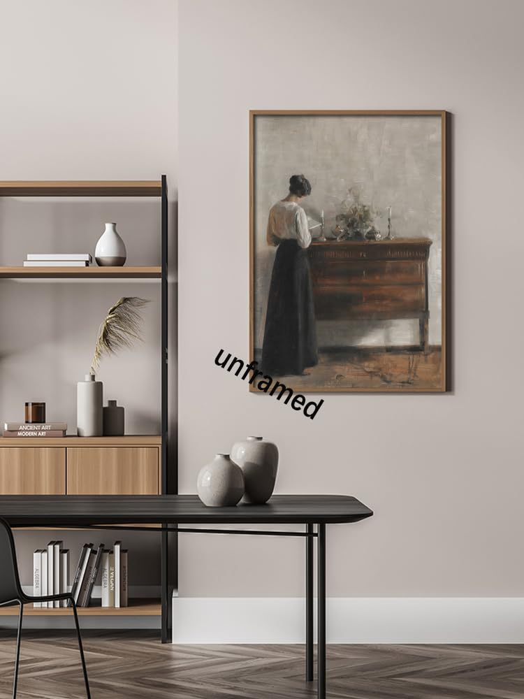 uoyien Vintage Danish Canvas Wall Art Famous Artwork Woman Reading Portrait Oil Painting Dark Academia Aesthetic Print 19th Century Antique Poster Retro Gallery Bedroom Decor16x24in Unframed