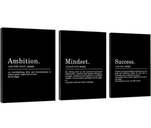 inspirational canvas painting wall art -ephany art,mindset quotes prints, success framed entrepreneur poster positive quotes wall poster for home office workplace (m-3pcs,12x16inchx3pcs)