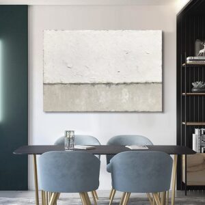 NANKAI Large Abstract Painting Hand Painted Grey White Minimalist Painting on Canvas Modern Abstract Canvas Wall Art Large White Acrylic Abstract Painting Wall Art 30x45 inch