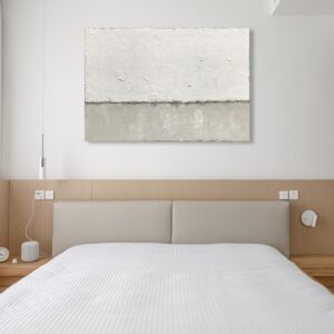 NANKAI Large Abstract Painting Hand Painted Grey White Minimalist Painting on Canvas Modern Abstract Canvas Wall Art Large White Acrylic Abstract Painting Wall Art 30x45 inch