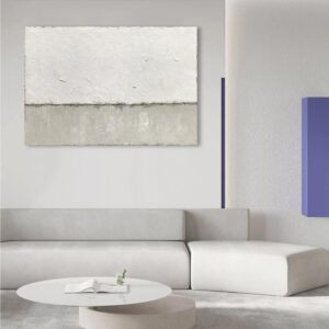 NANKAI Large Abstract Painting Hand Painted Grey White Minimalist Painting on Canvas Modern Abstract Canvas Wall Art Large White Acrylic Abstract Painting Wall Art 30x45 inch