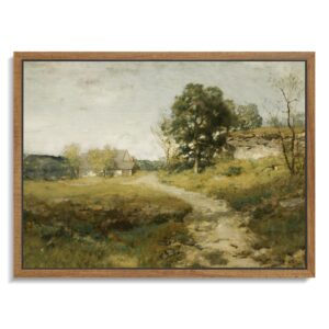 litivy framed canvas wall decor landscape oil painting vintage wall art ready to hang vintage countryside road wall paintings for living room office bedroom decor (12"x16" vintage landscape)