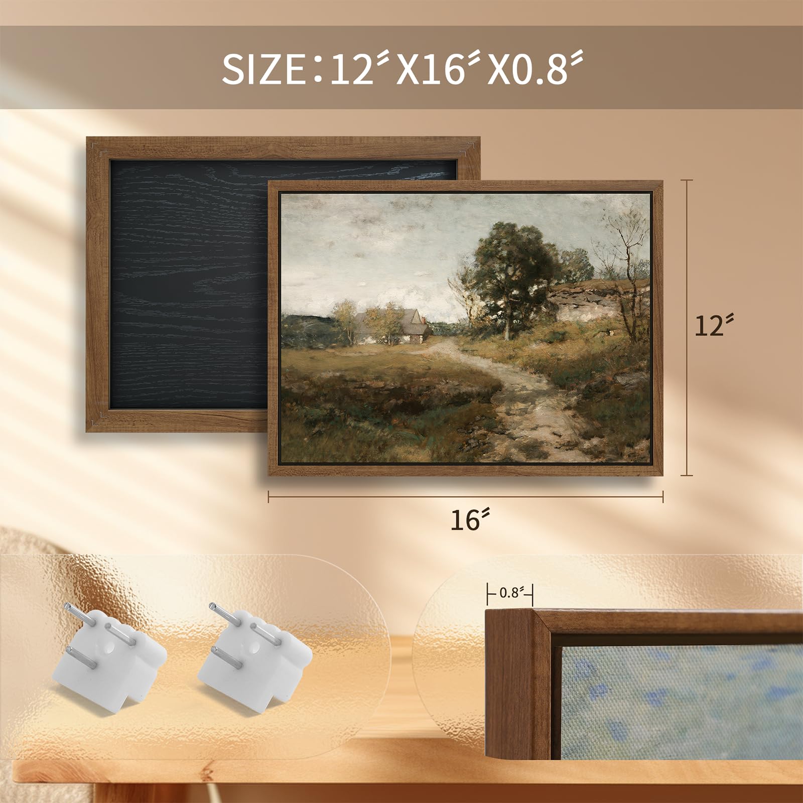 LITIVY Framed Canvas Wall Decor Landscape Oil Painting Vintage Wall Art Ready To Hang Vintage Countryside Road Wall Paintings for Living Room Office Bedroom Decor (12"x16" Vintage Landscape)