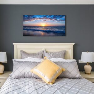 hyidecorart Wall Art Moon Sea blue Ocean Landscape Paintings Bedroom Canvas Art Print wall art for living room Paintings for Wall Decor and Home Decor (20 x 40inch x 1pcs)