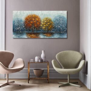 V-inspire Art,24x48 Inch Modern Abstract Hand-Painted Oil Painting Tree Art Wall Art For Living room Bedroom Canvas For Wall Decorations