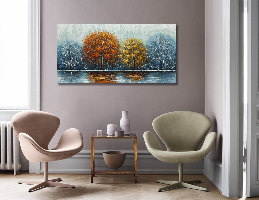 V-inspire Art,24x48 Inch Modern Abstract Hand-Painted Oil Painting Tree Art Wall Art For Living room Bedroom Canvas For Wall Decorations