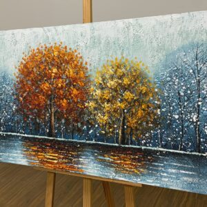 V-inspire Art,24x48 Inch Modern Abstract Hand-Painted Oil Painting Tree Art Wall Art For Living room Bedroom Canvas For Wall Decorations