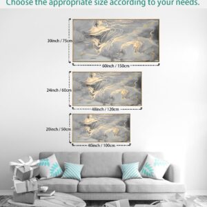 Wall Art Abstract Canvas Painting Gray Wall Decor Fluid Ink Modern Artwork for Living Room Bedroom Dining Room Home Office Decor 20"x40" with Framed