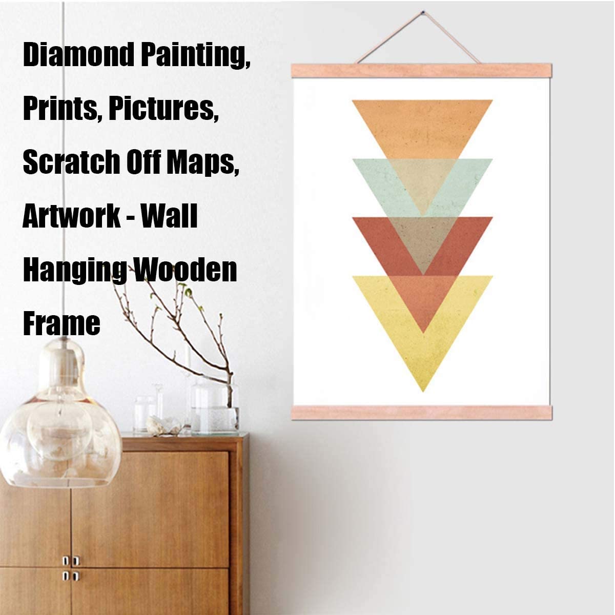 Diamond Painting Frames 30x40 -Magnetic Poster Hanger Frame Wooden for Paintings Canvas Photo Paper Portraits Picture Artwork Maps Wall Art Posters and Prints – Wall Hanging Kit (Black, 12")