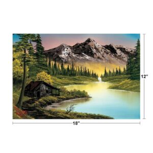 Bob Ross Mountain Retreat Art Print Bob Ross Poster Bob Ross Collection Bob Art Paintings Happy Accidents Bob Ross Print Decor Mountains Painting Cool Wall Art Print Poster 12x18