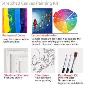 2 Pack Paint and Sip Canvas Painting Kit Pre Drawn Canvas for Painting for adults Stretched Canvas Couples Games Date Night Anniversary Gifts Couple Paint Party Supplies Favor(8x10)