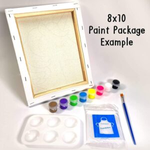 2 PACK Canvas Painting Kit Bundle | Pre Drawn Stretched Canvas Kit | Adult Sip and Paint Party Favor | Party Date Night (Jordan Sneakers Air Retro & Love Couples, Sneakers#1 & #2 (8x10 Inches)