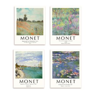 InSimSea Claude Monet Artwork Paintings Art Posters, Unframed Famous Paintings for Wall Decorations, Monet Water Lilies Wall Art Pictures for Living Room Wall Decoration (8x10in)