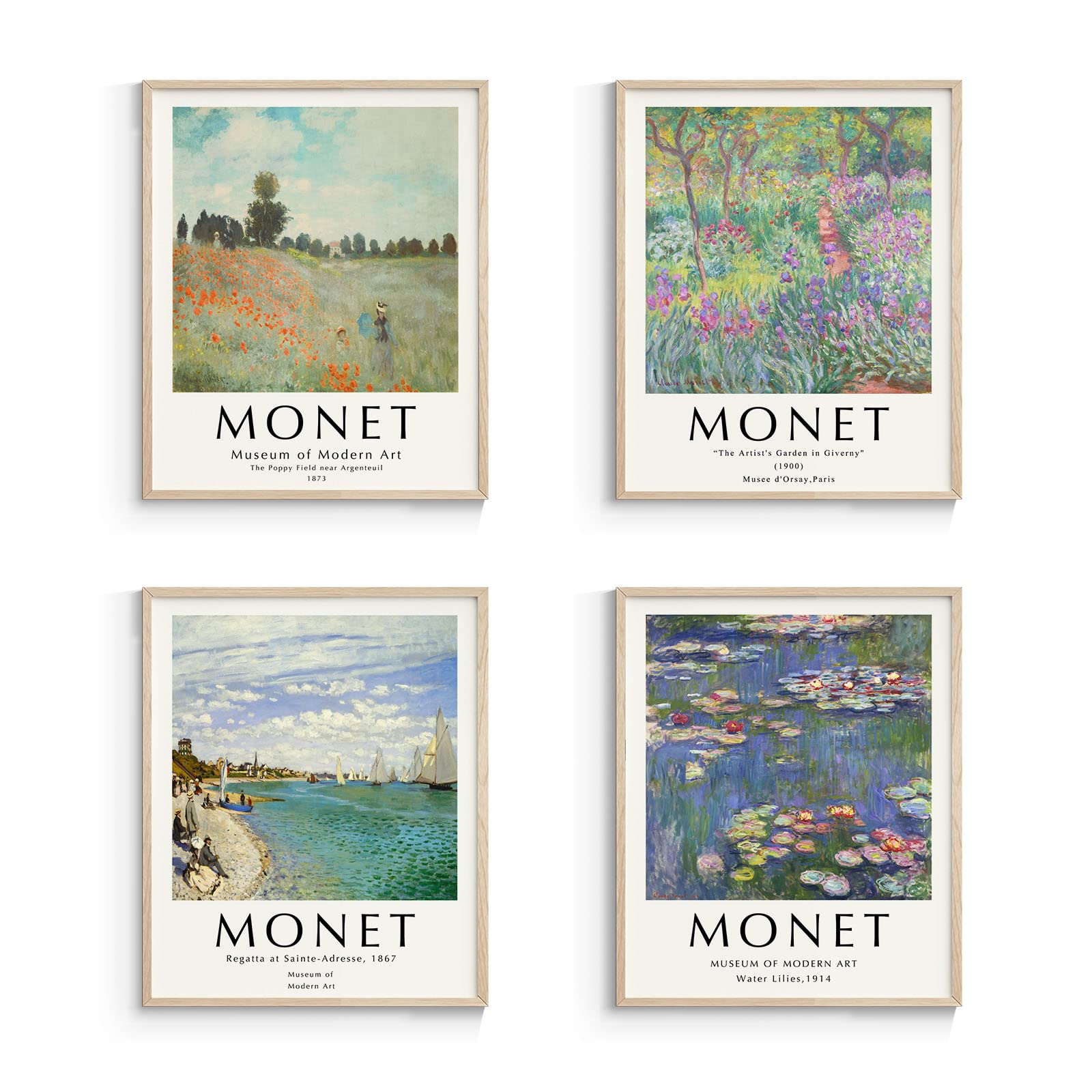 InSimSea Claude Monet Artwork Paintings Art Posters, Unframed Famous Paintings for Wall Decorations, Monet Water Lilies Wall Art Pictures for Living Room Wall Decoration (8x10in)