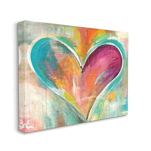 Stupell Industries Abstract Colorful Textural Heart Painting Canvas Wall Art Design By Artist Kami Lerner