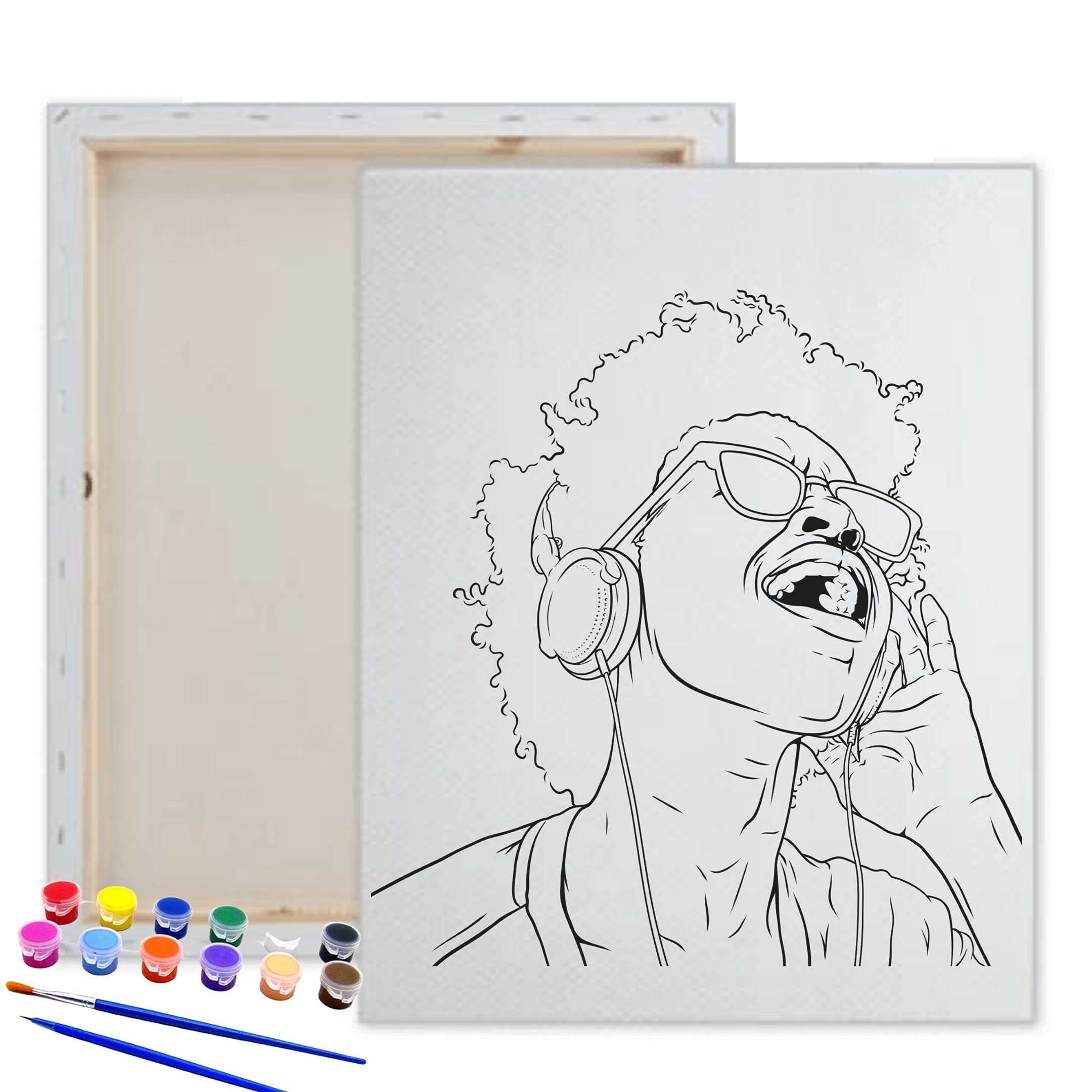 Essenburg Pre Drawn Canvas Paint Kit | Teen, Kids and Adult Sip and Paint Party Favor | DIY Date Night Couple Activity| Canvas Boards for painting| MUSIC (S 8x10 CANVAS ONLY)