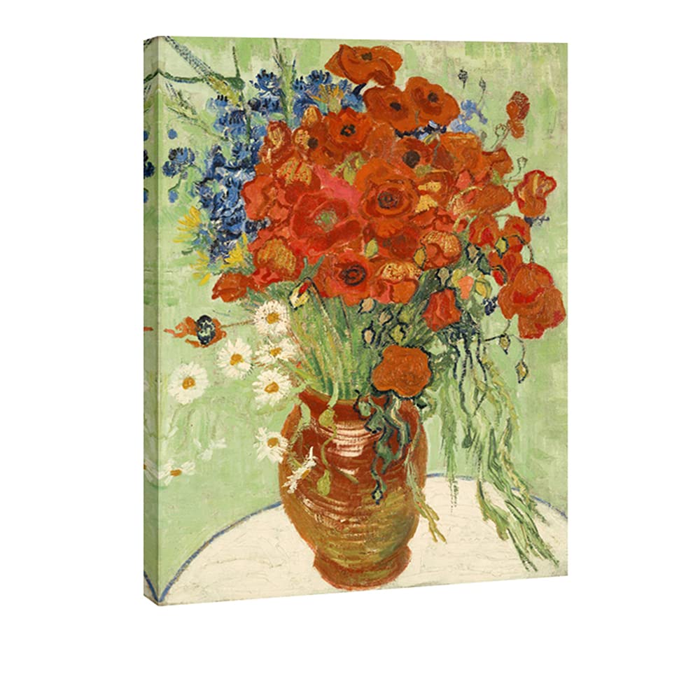 Wieco Art Red Poppies and Daisies Large Canvas Prints Wall Art of Van Gogh Famous Artwork Floral Oil Paintings Reproduction Abstract HD Classical Flowers Pictures for Living Room Home Decor