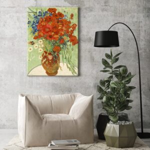 Wieco Art Red Poppies and Daisies Large Canvas Prints Wall Art of Van Gogh Famous Artwork Floral Oil Paintings Reproduction Abstract HD Classical Flowers Pictures for Living Room Home Decor