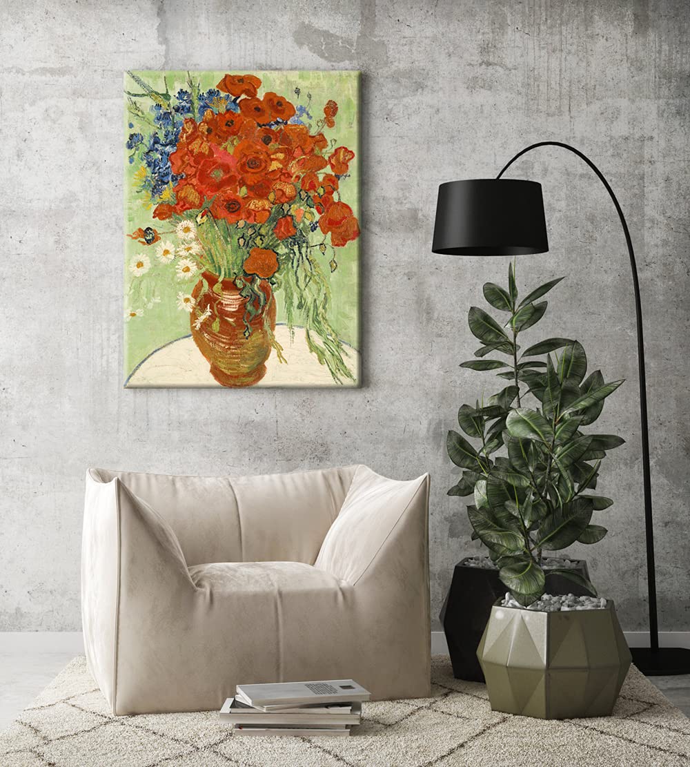 Wieco Art Red Poppies and Daisies Large Canvas Prints Wall Art of Van Gogh Famous Artwork Floral Oil Paintings Reproduction Abstract HD Classical Flowers Pictures for Living Room Home Decor