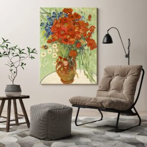 Wieco Art Red Poppies and Daisies Large Canvas Prints Wall Art of Van Gogh Famous Artwork Floral Oil Paintings Reproduction Abstract HD Classical Flowers Pictures for Living Room Home Decor