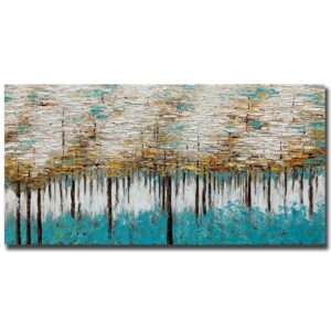 Yotree Paintings, 24x48 Inch Paintings Oil Hand Painting Tree of Life Painting 3D Hand-Painted On Canvas Abstract Artwork Art Wood Inside Framed Hanging Wall Decoration Abstract Painting