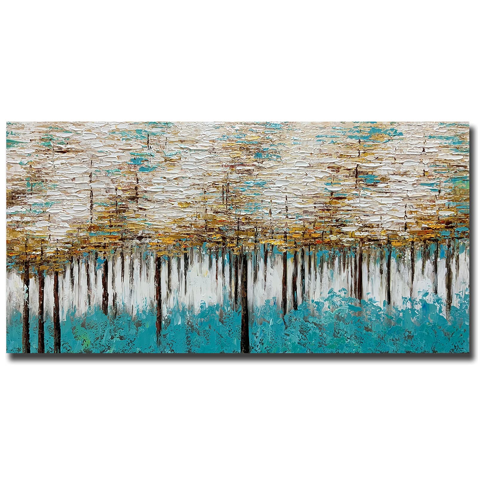 Yotree Paintings, 24x48 Inch Paintings Oil Hand Painting Tree of Life Painting 3D Hand-Painted On Canvas Abstract Artwork Art Wood Inside Framed Hanging Wall Decoration Abstract Painting