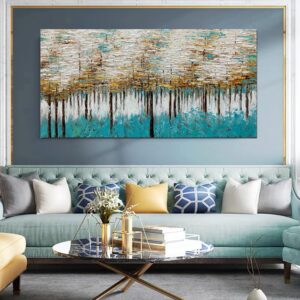 Yotree Paintings, 24x48 Inch Paintings Oil Hand Painting Tree of Life Painting 3D Hand-Painted On Canvas Abstract Artwork Art Wood Inside Framed Hanging Wall Decoration Abstract Painting