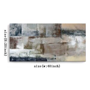 Gray Abstract Wall Art Decor Hand Painted Oil Painting on Canvas Framed 20 x 40 inches Large Colorful Modern Artwork Wall Art for Living Room Bedroom Office Hotel and Dining Room