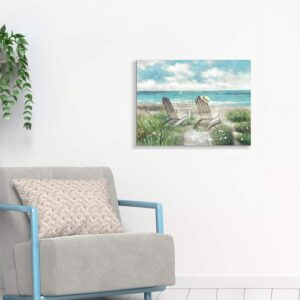 SD SOFT DANCE Beach Wall Art Seascape Painting: Coastal Scene Picture Artwork Painting on Canvas for Living Room (24'' x 18'' x 1 Panel)