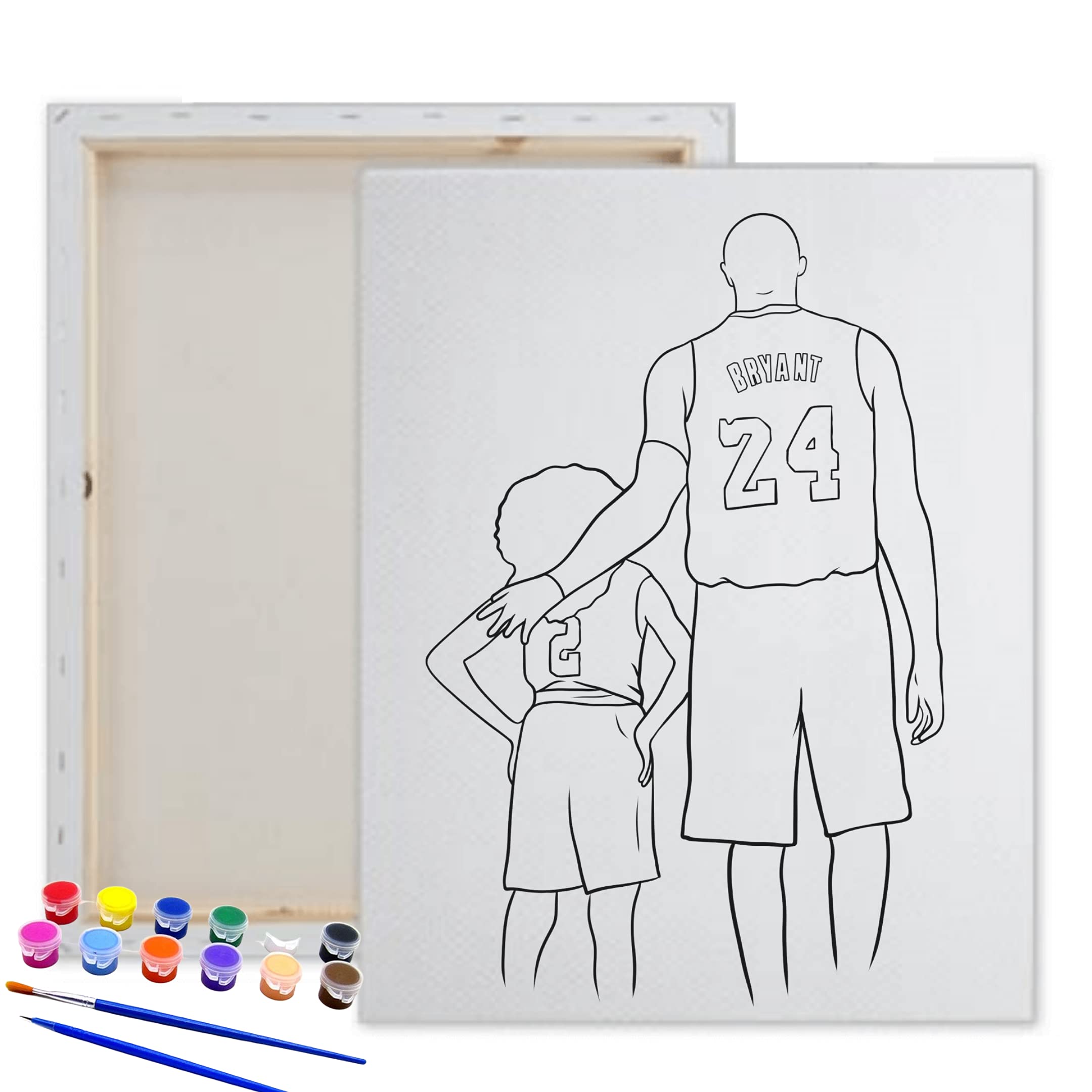 Pre Drawn Canvas Kobe Tribute Paint Kit | Adult & Teen Sip and Paint Party Favor | DIY Birthday Paint Kit ((S 8x10 CANVAS ONLY))