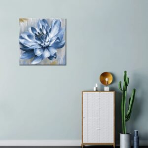 YAYNICE Blue Flower Canvas Wall Art Flower Blossoming for Bathroom Wall Art Picture Print Wall Painting Modern Artwork Wall Décor for Bedroom Living Room Office