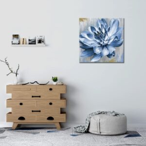 YAYNICE Blue Flower Canvas Wall Art Flower Blossoming for Bathroom Wall Art Picture Print Wall Painting Modern Artwork Wall Décor for Bedroom Living Room Office