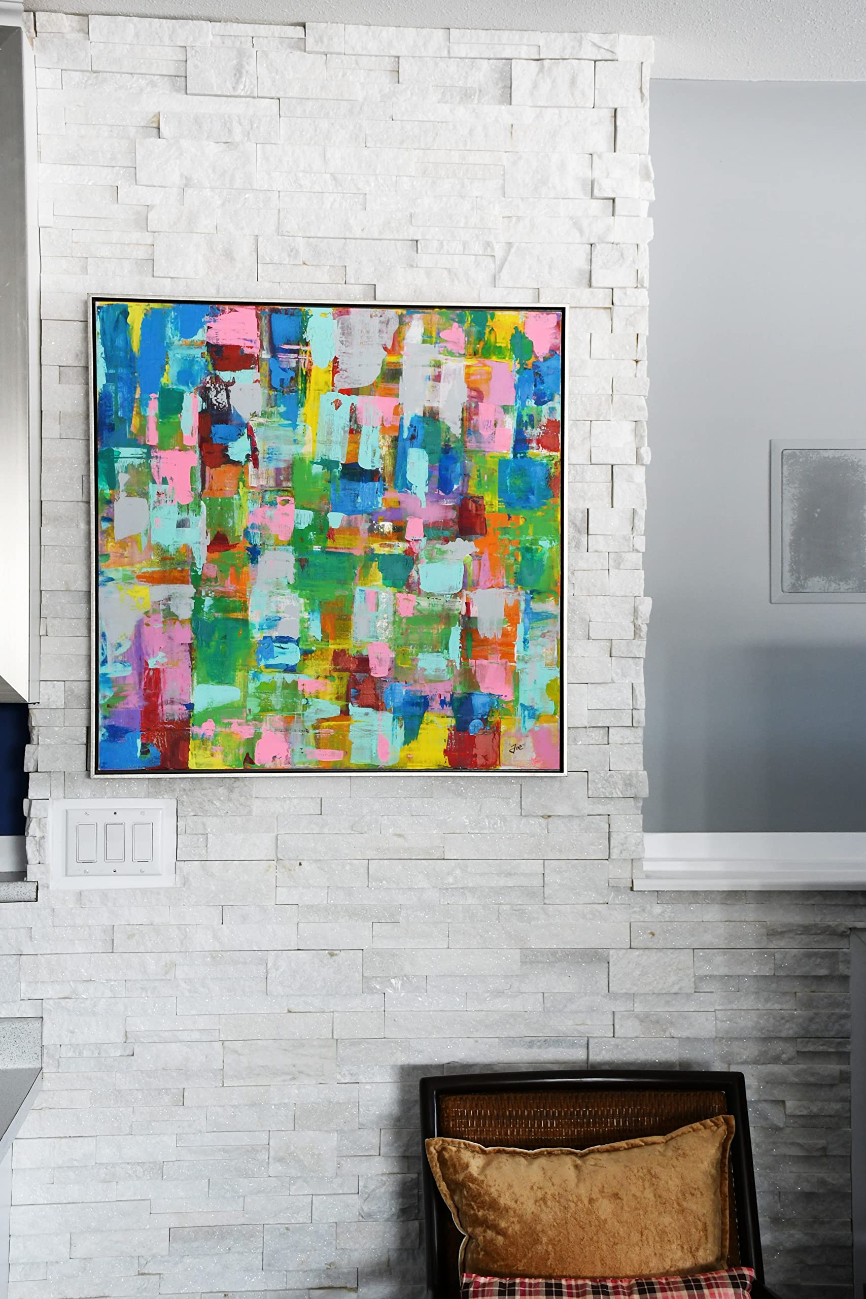 Framed wall art Hand Painted Abstract Oil Painting Wall Art Modern Wall Decor for living room, bedroom, kitchen, hallway, office, dining room, bar