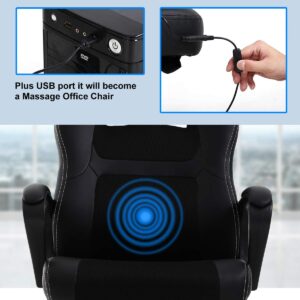 Gaming Chair Computer Chair Office Chair Ergonomic High Back Massage PC Desk Chair with Lumbar Support & Padded Armrest Racing Style Cheap Adjustable Swivel Chair for Women Men Adult, Black