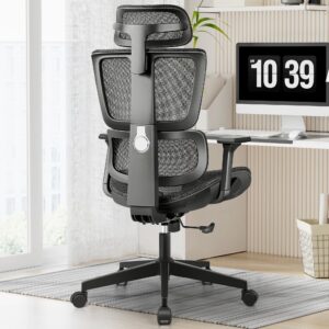 primy ergonomic gaming chair, adjustable lumbar support, breathable mesh seat, 360 swivel, black